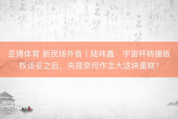 亚搏体育 新民场外音｜陆玮鑫：宇宙杯转播版权谈妥之后，央视奈何作念大这块蛋糕？