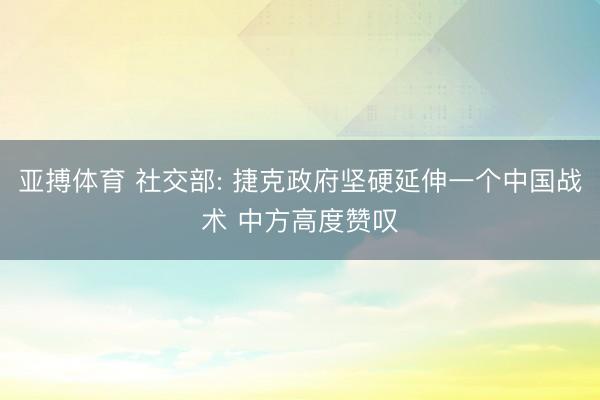 亚搏体育 社交部: 捷克政府坚硬延伸一个中国战术 中方高度赞叹