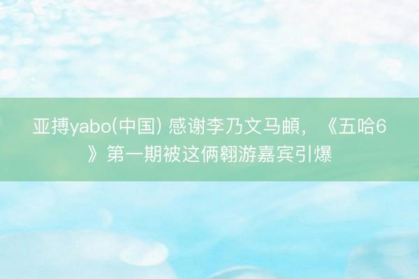 亚搏yabo(中国) 感谢李乃文马頔，《五哈6》第一期被这俩翱游嘉宾引爆