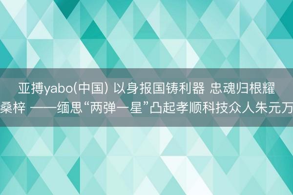 亚搏yabo(中国) 以身报国铸利器 忠魂归根耀桑梓 ——缅思“两弹一星”凸起孝顺科技众人朱元万