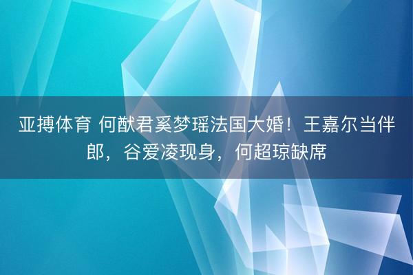 亚搏体育 何猷君奚梦瑶法国大婚!王嘉尔当伴郎,谷爱凌现身,何超琼缺席