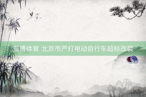 亚搏体育 北京市严打电动自行车超标改装