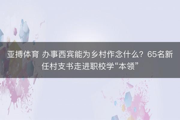 亚搏体育 办事西宾能为乡村作念什么？65名新任村支书走进职校学“本领”