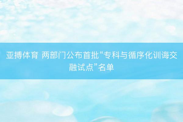 亚搏体育 两部门公布首批“专科与循序化训诲交融试点”名单