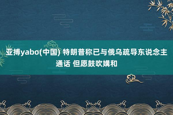 亚搏yabo(中国) 特朗普称已与俄乌疏导东说念主通话 但愿鼓吹媾和
